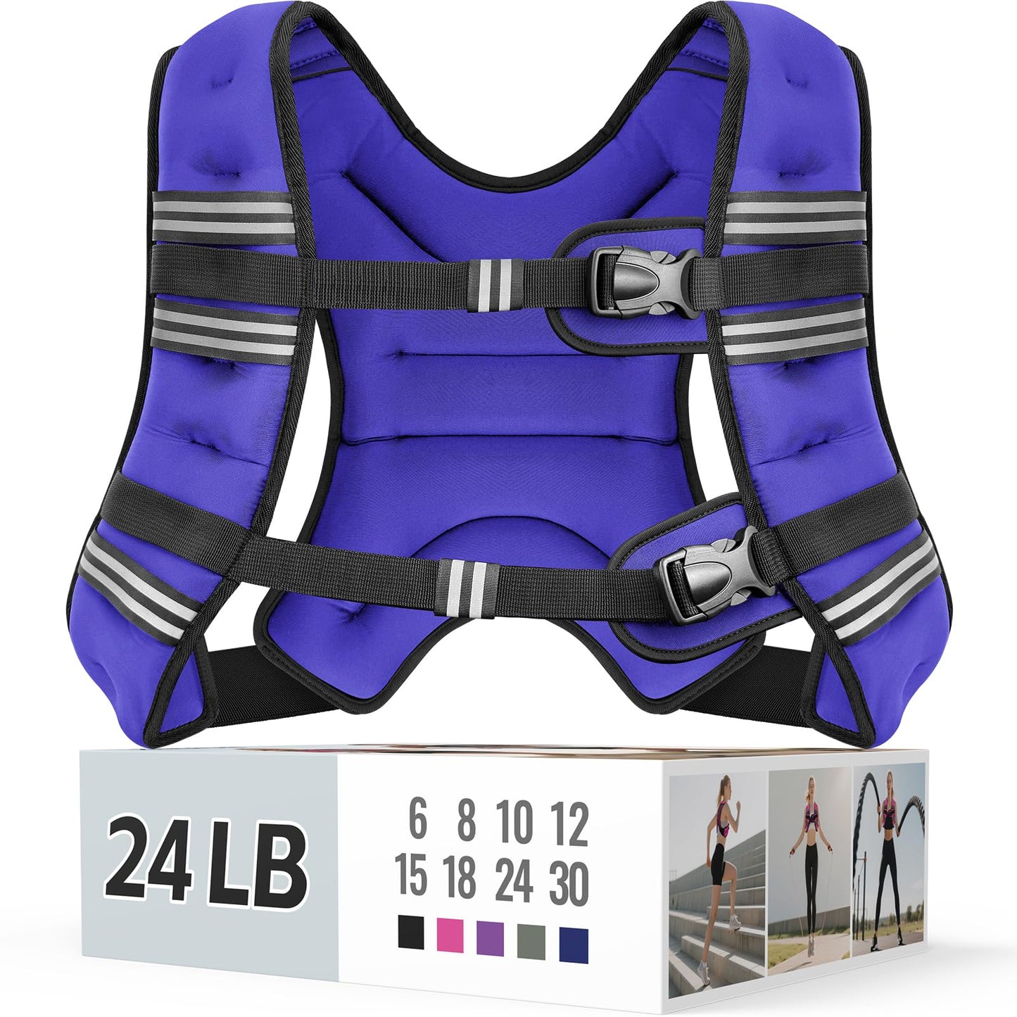 Weighted Vest for Women & Men with Reflective Stripe and Adjustable Buckle, Comfortable & Durable Rucking Vest for Walking, Running & Strength Training