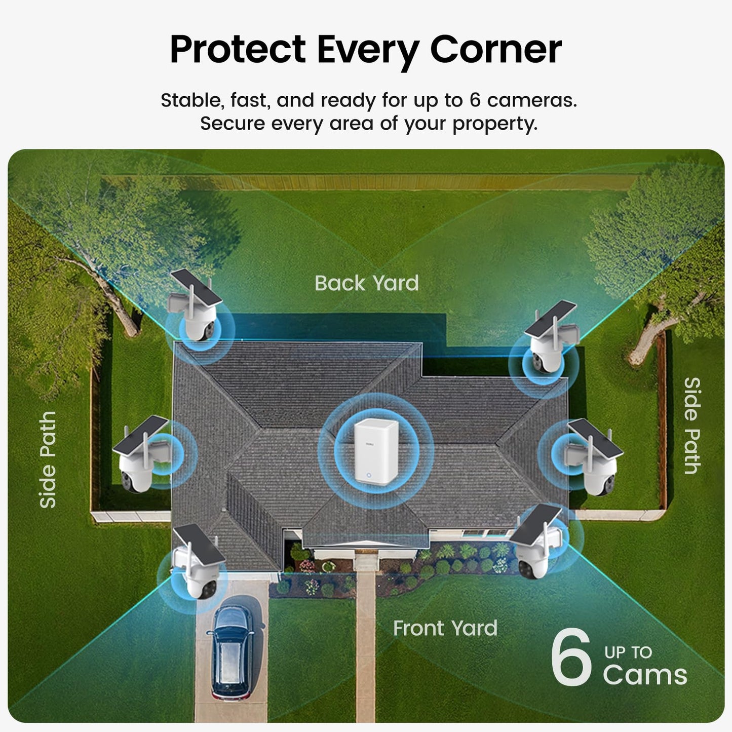 aosu Security Cameras Outdoor Wireless, 4 Cam-Kit, No Subscription, Solar-Powered, Home Security Cameras System with 360° Pan & Tilt, Auto Tracking, 2K Color Night Vision, Easy Setup, 2.4 & 5GHz WiFi