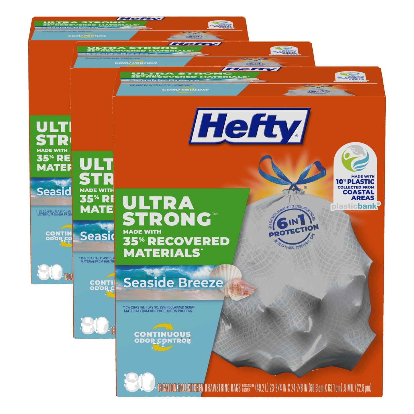 Hefty Ultra Strong Tall Kitchen Trash Bags, Citrus Twist Scent, 13 Gallon, 80 Count