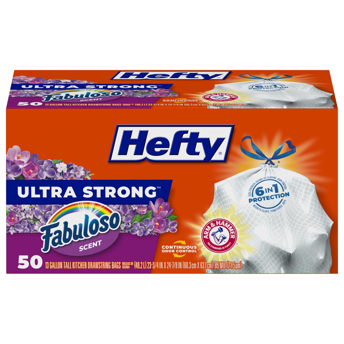Hefty Ultra Strong Tall Kitchen Trash Bags, Citrus Twist Scent, 13 Gallon, 80 Count