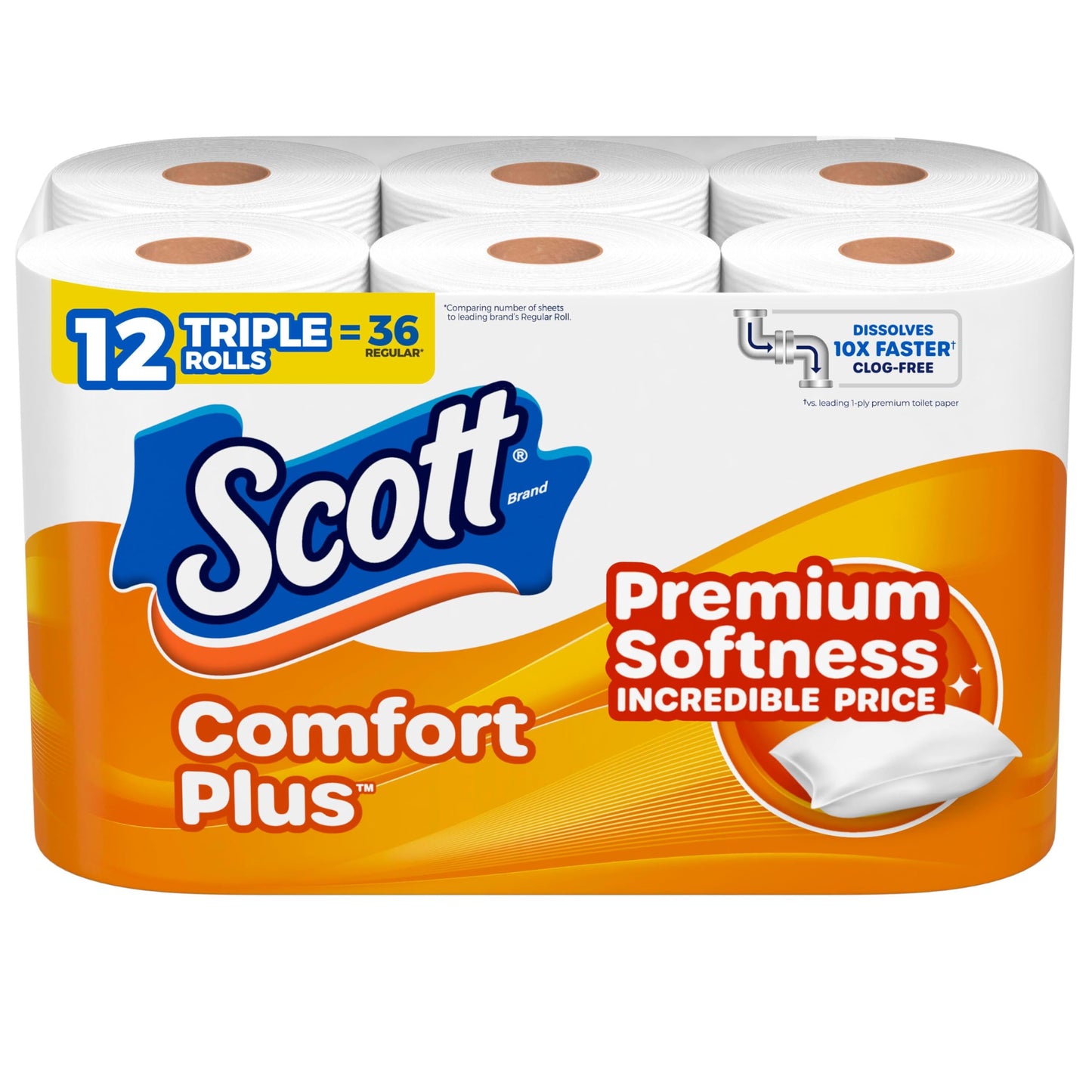 Scott ComfortPlus Toilet Paper, 48 Double Rolls, 231 Sheets per Roll, Septic-Safe, 1-Ply Toilet Tissue