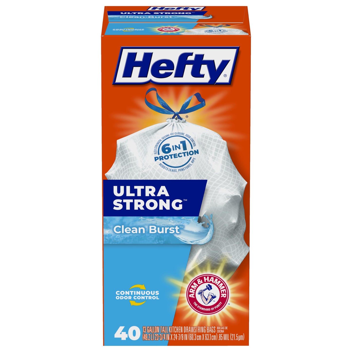 Hefty Ultra Strong Tall Kitchen Trash Bags, Citrus Twist Scent, 13 Gallon, 80 Count