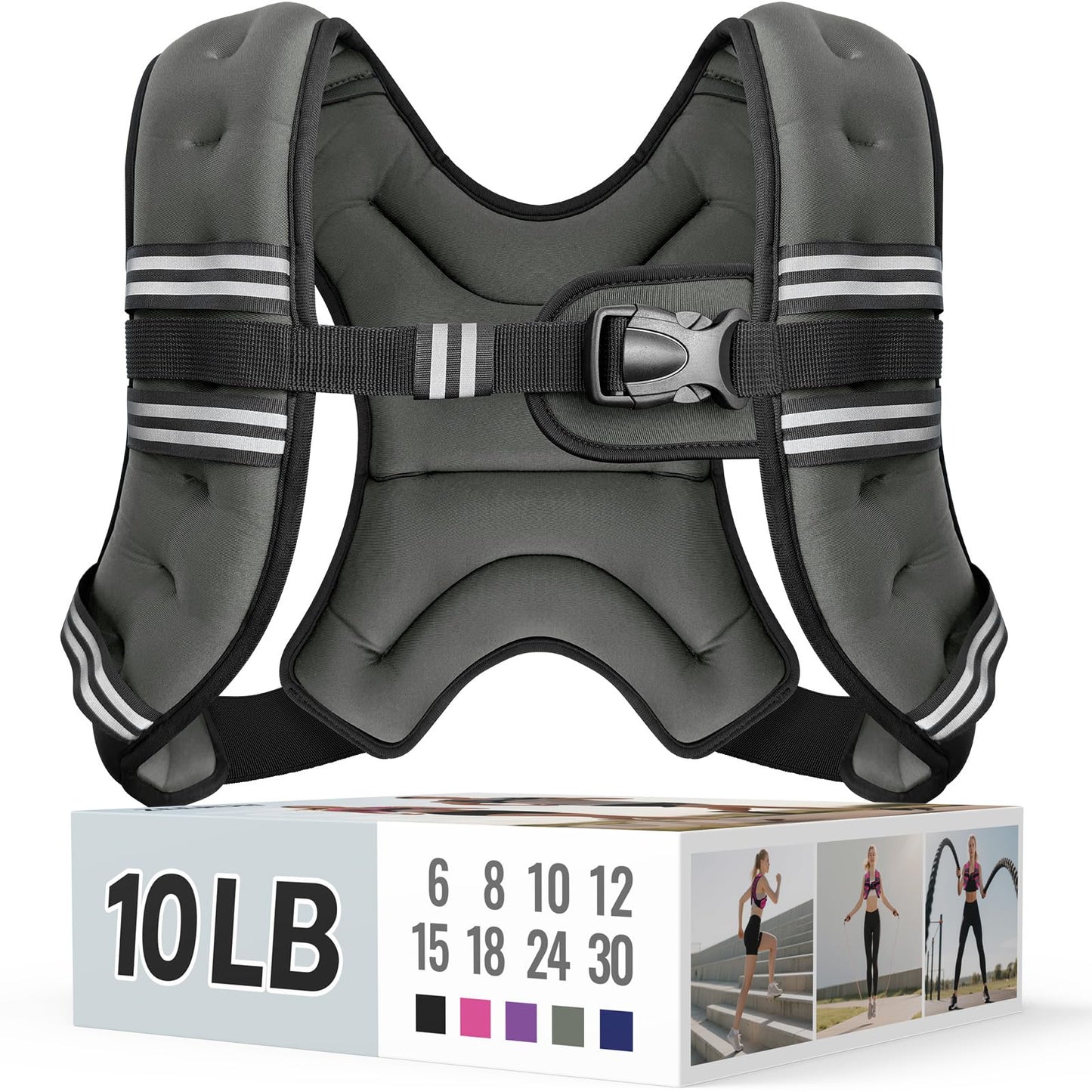 Weighted Vest for Women & Men with Reflective Stripe and Adjustable Buckle, Comfortable & Durable Rucking Vest for Walking, Running & Strength Training