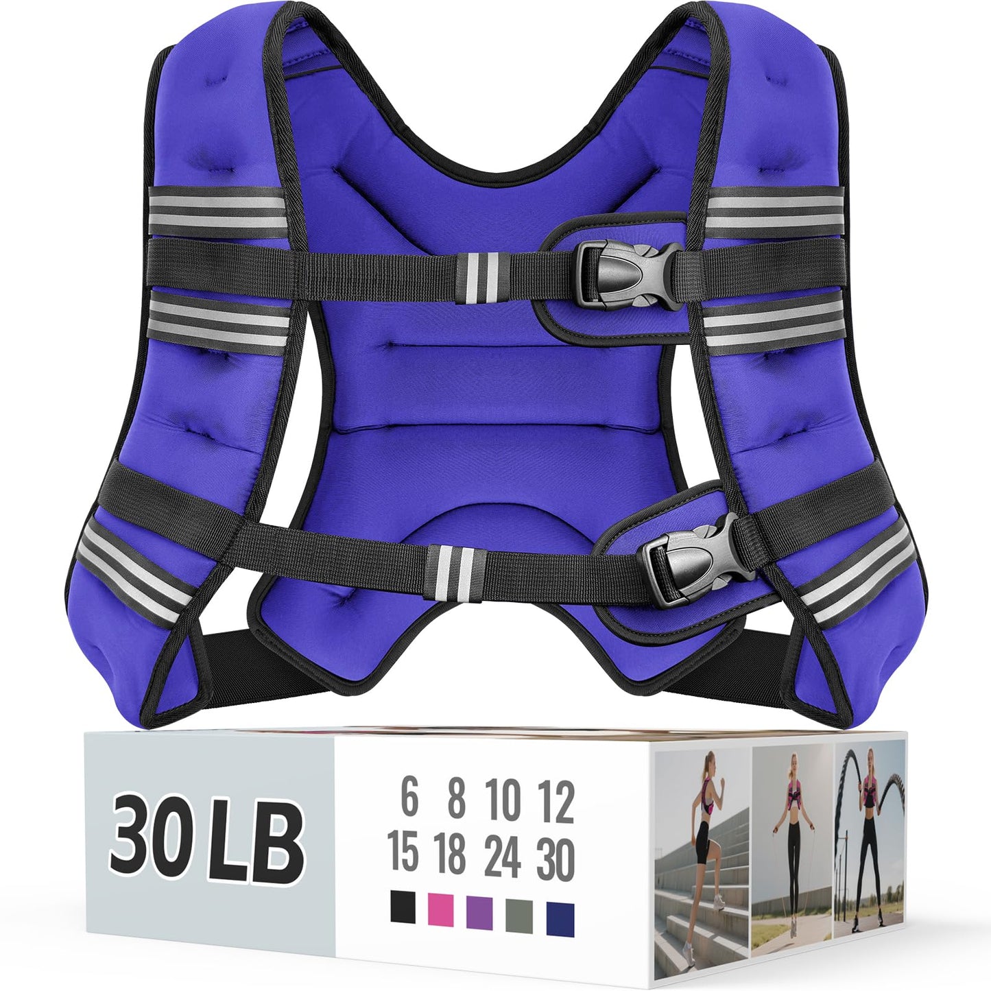 Weighted Vest for Women & Men with Reflective Stripe and Adjustable Buckle, Comfortable & Durable Rucking Vest for Walking, Running & Strength Training