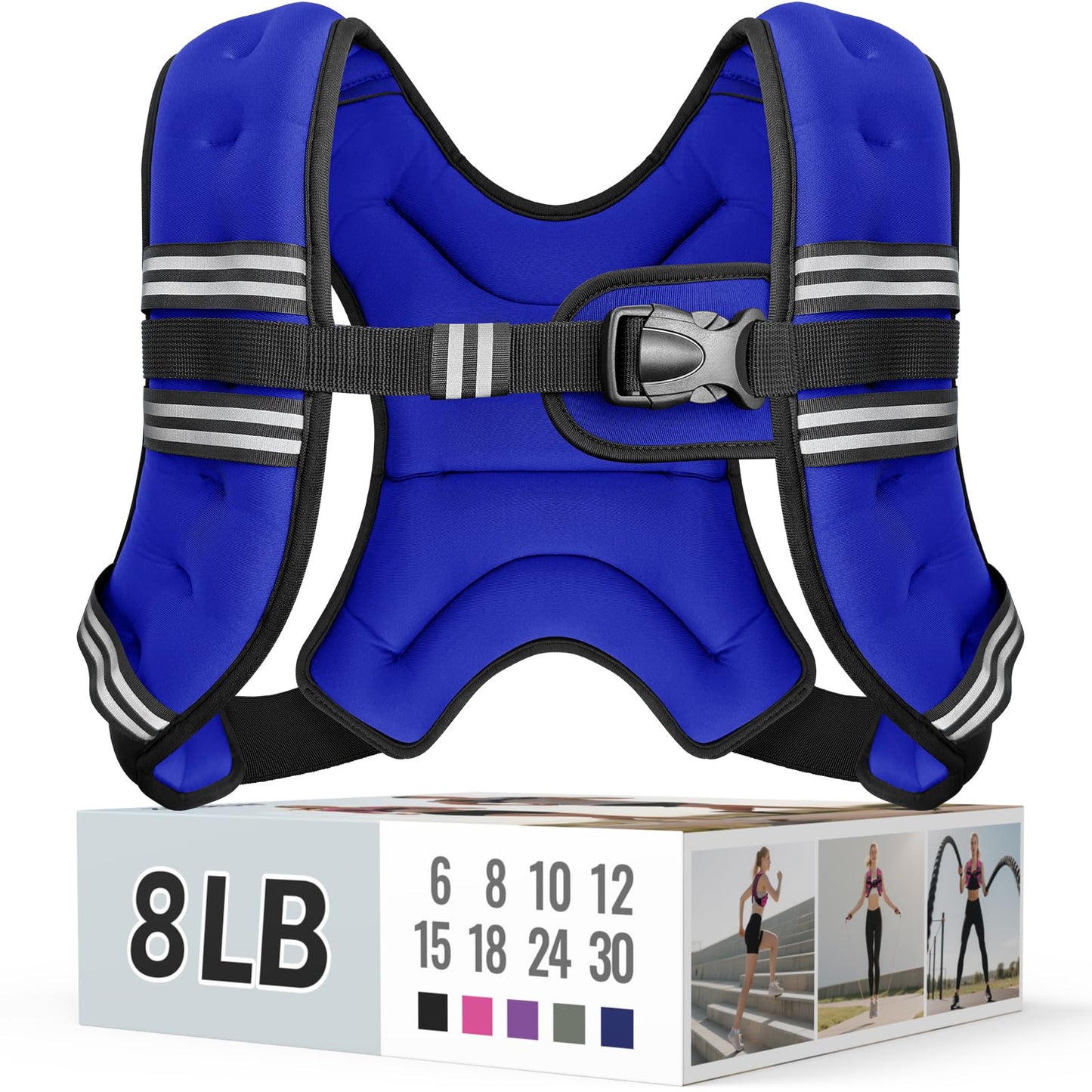 Weighted Vest for Women & Men with Reflective Stripe and Adjustable Buckle, Comfortable & Durable Rucking Vest for Walking, Running & Strength Training