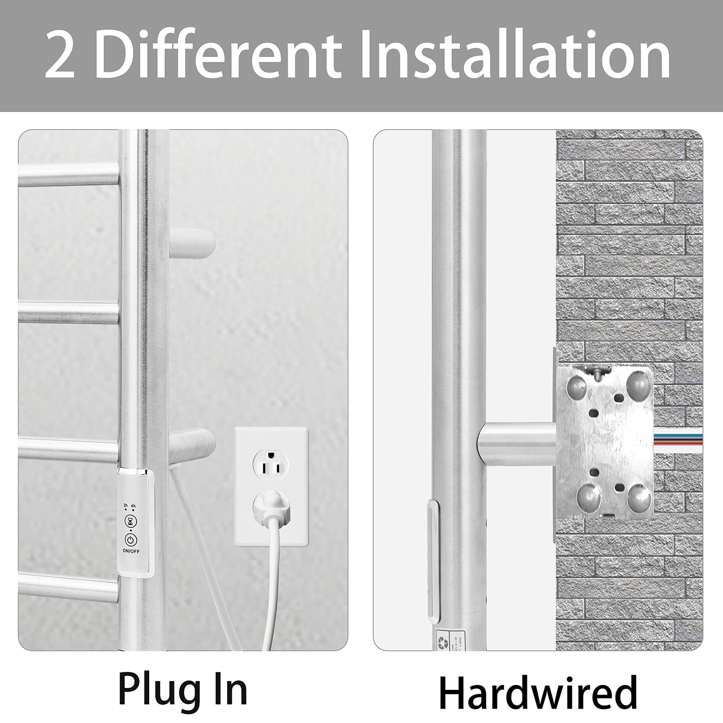 KEG Smart WiFi Towel Warmer Wall Mounted with Built-in Timer and Temperature Adjust Control, 4 Bars Electric Stainless Steel Heated Towel Racks for Bathroom Matte Black