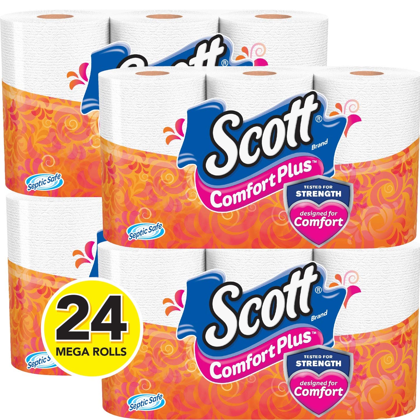 Scott ComfortPlus Toilet Paper, 48 Double Rolls, 231 Sheets per Roll, Septic-Safe, 1-Ply Toilet Tissue