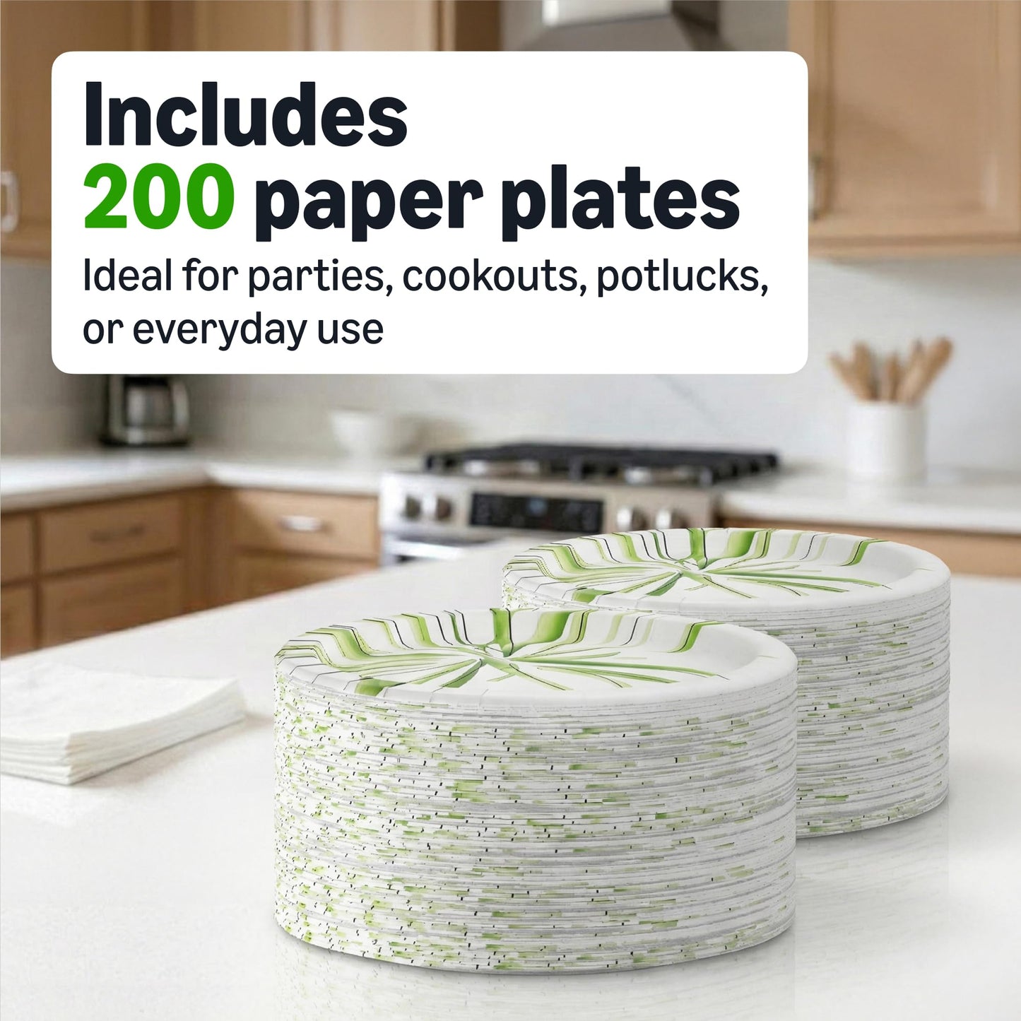 Amazon Basics Everyday Disposable Paper Plates, 8.62 Inch, Microwave-Safe, Cut Resistant, Soak-Proof, 100 Count, Packaging May Vary