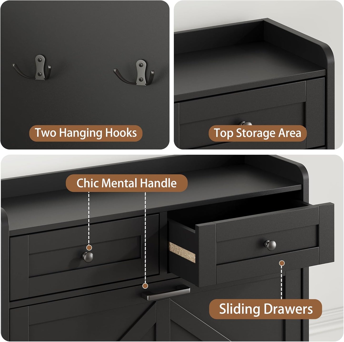 Shoe Cabinet with 2 Flip Drawers & 2 Top Drawers, 43" Tall Freestanding Narrow Wooden Shoe Storage Organizer for Entryway, Hidden Slim Shoe Rack for Front Door Entrance, Hallway, Living Room, Black