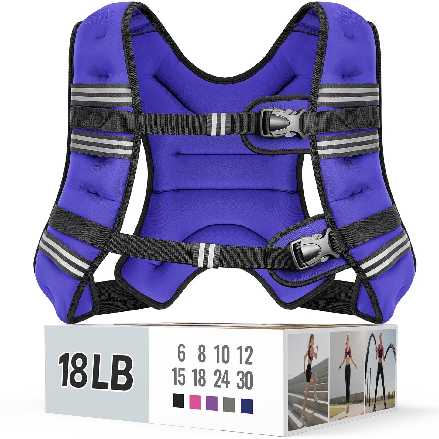 Weighted Vest for Women & Men with Reflective Stripe and Adjustable Buckle, Comfortable & Durable Rucking Vest for Walking, Running & Strength Training