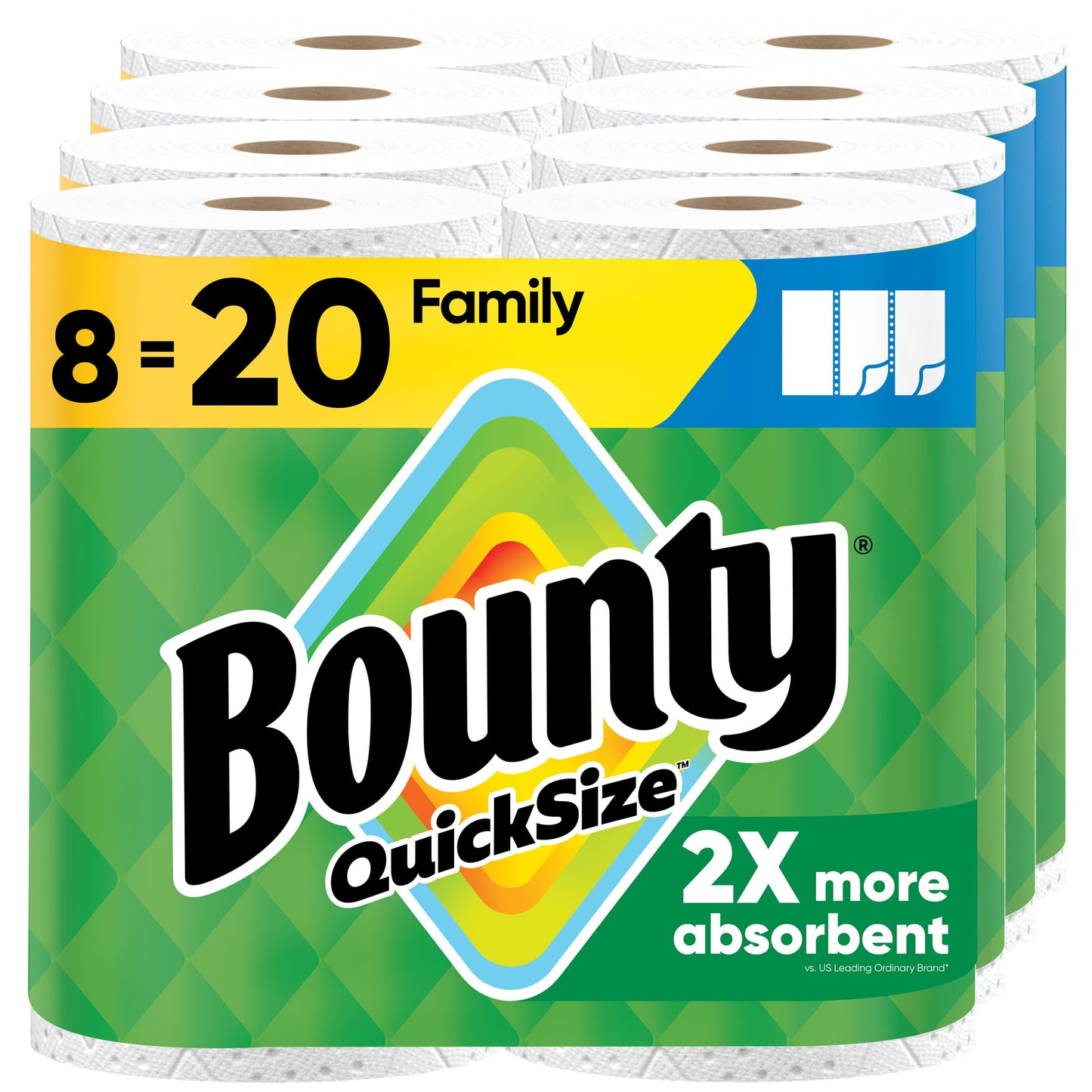 Bounty Quick-Size Paper Towels, White, 12 Family Triple = 40 Regular Rolls