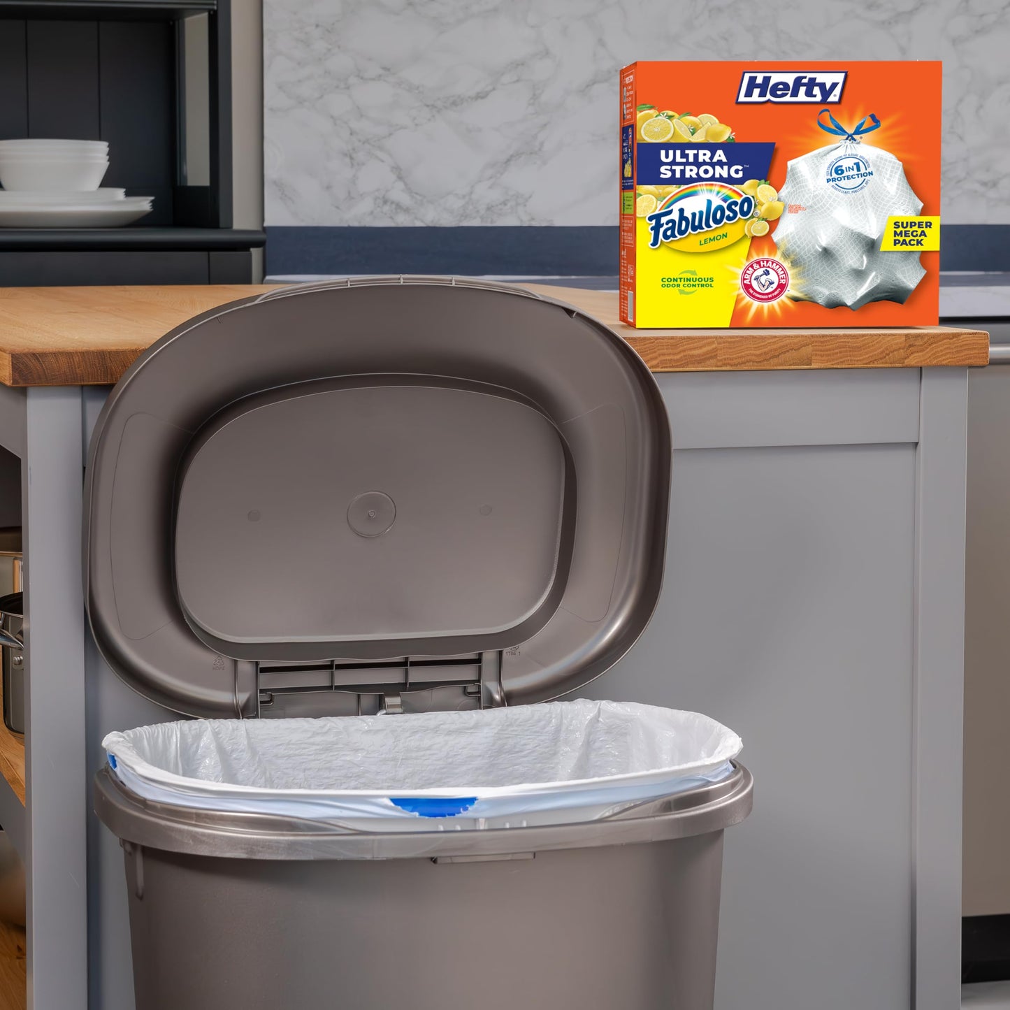 Hefty Ultra Strong Tall Kitchen Trash Bags, Citrus Twist Scent, 13 Gallon, 80 Count