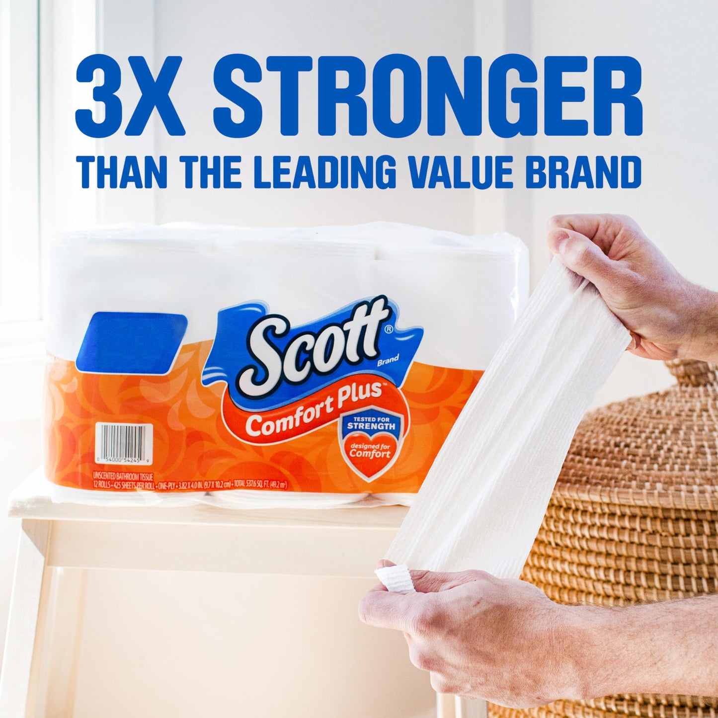 Scott ComfortPlus Toilet Paper, 48 Double Rolls, 231 Sheets per Roll, Septic-Safe, 1-Ply Toilet Tissue