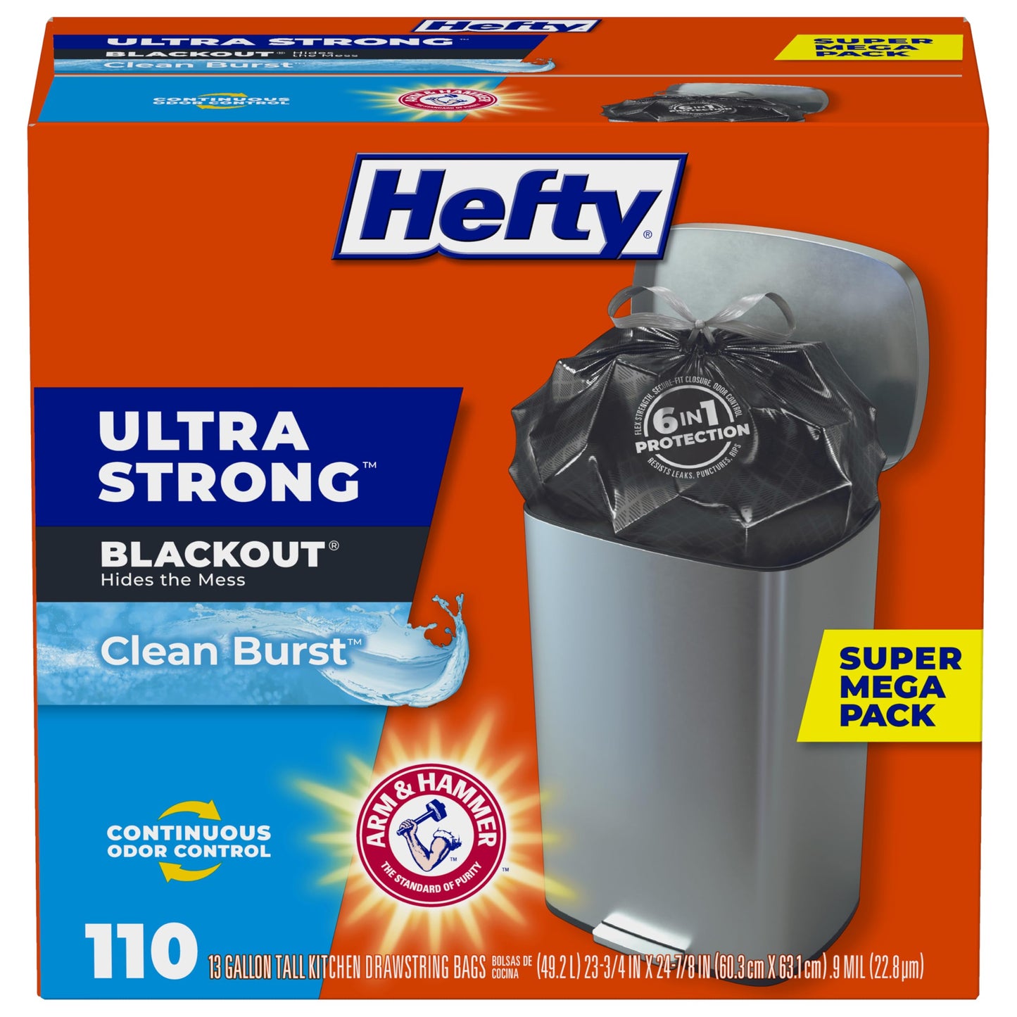 Hefty Ultra Strong Tall Kitchen Trash Bags, Citrus Twist Scent, 13 Gallon, 80 Count