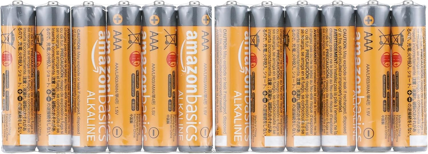 Amazon Basics AAA Long-Lasting Alkaline Batteries, 12 Count, 1.5 Volt, 10-Year Shelf Life, for Home and Office