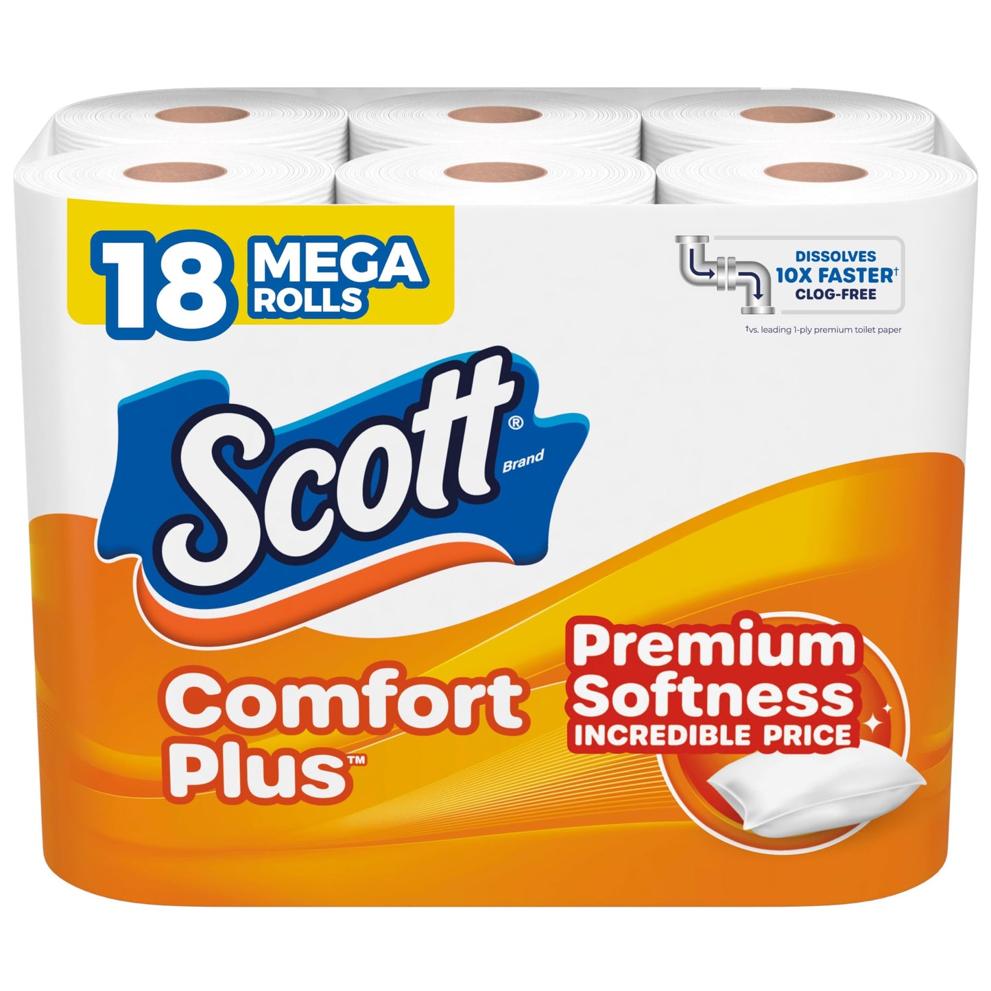 Scott ComfortPlus Toilet Paper, 48 Double Rolls, 231 Sheets per Roll, Septic-Safe, 1-Ply Toilet Tissue