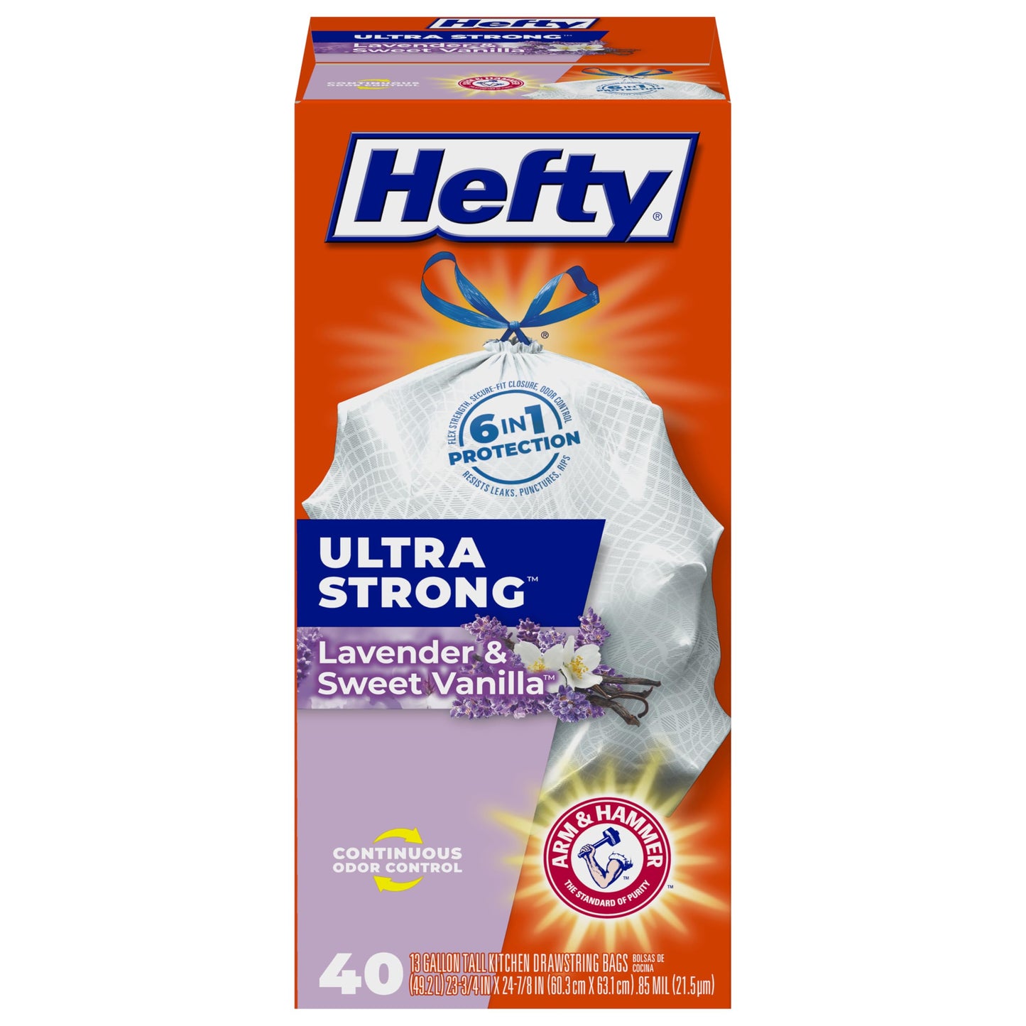 Hefty Ultra Strong Tall Kitchen Trash Bags, Citrus Twist Scent, 13 Gallon, 80 Count