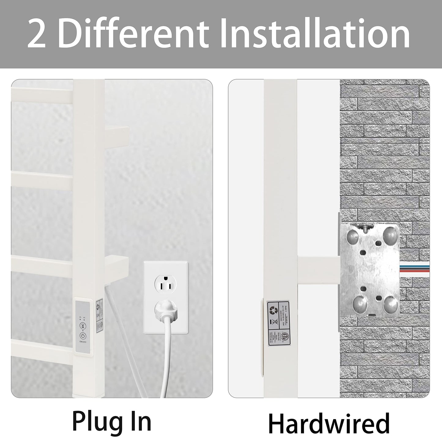 KEG Smart WiFi Towel Warmer Wall Mounted with Built-in Timer and Temperature Adjust Control, 4 Bars Electric Stainless Steel Heated Towel Racks for Bathroom Matte Black