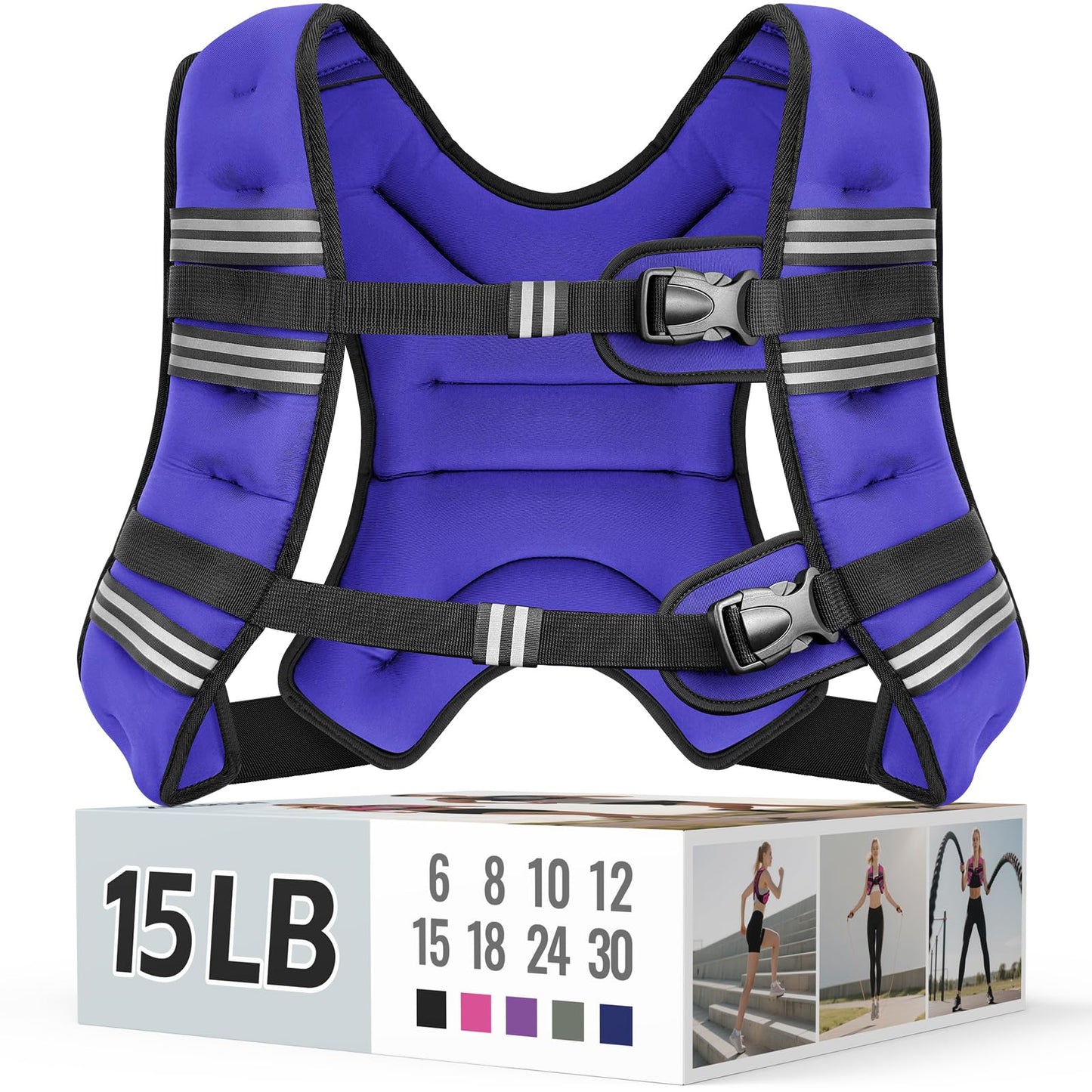 Weighted Vest for Women & Men with Reflective Stripe and Adjustable Buckle, Comfortable & Durable Rucking Vest for Walking, Running & Strength Training