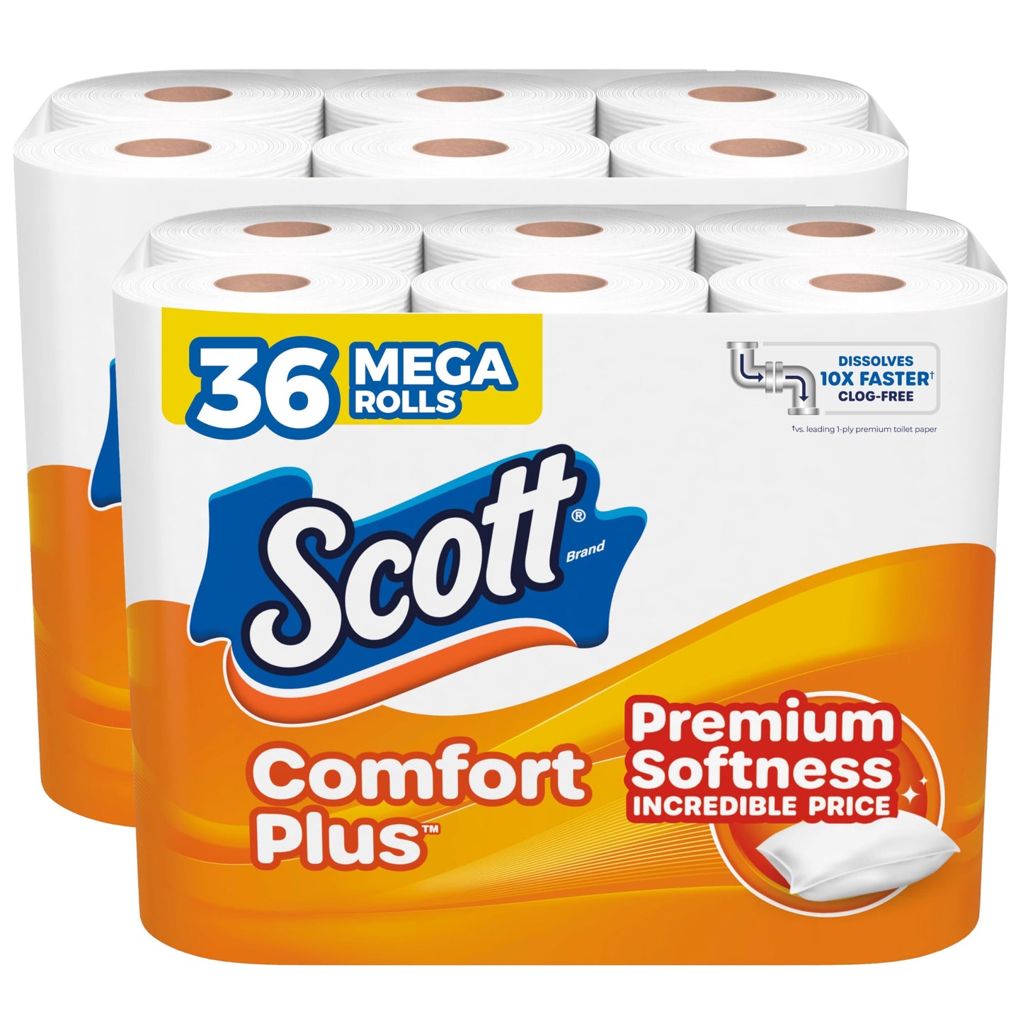 Scott ComfortPlus Toilet Paper, 48 Double Rolls, 231 Sheets per Roll, Septic-Safe, 1-Ply Toilet Tissue