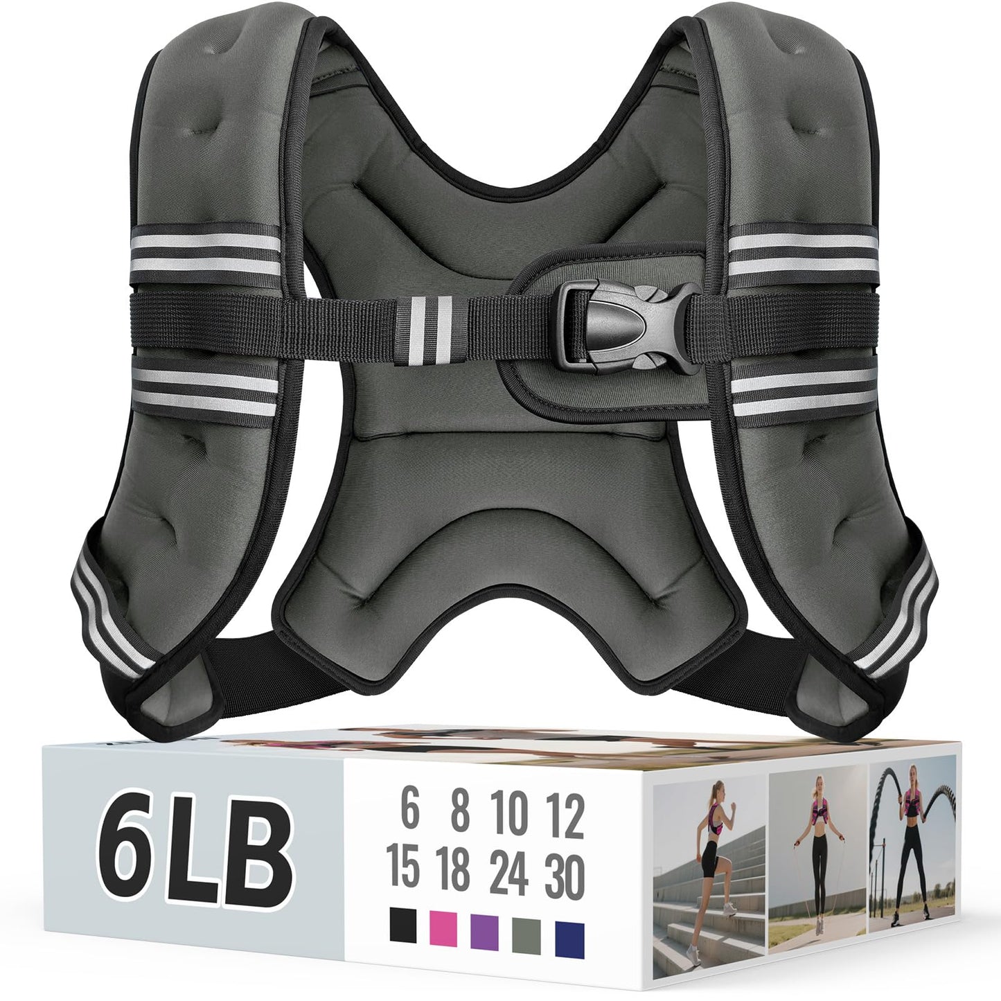 Weighted Vest for Women & Men with Reflective Stripe and Adjustable Buckle, Comfortable & Durable Rucking Vest for Walking, Running & Strength Training