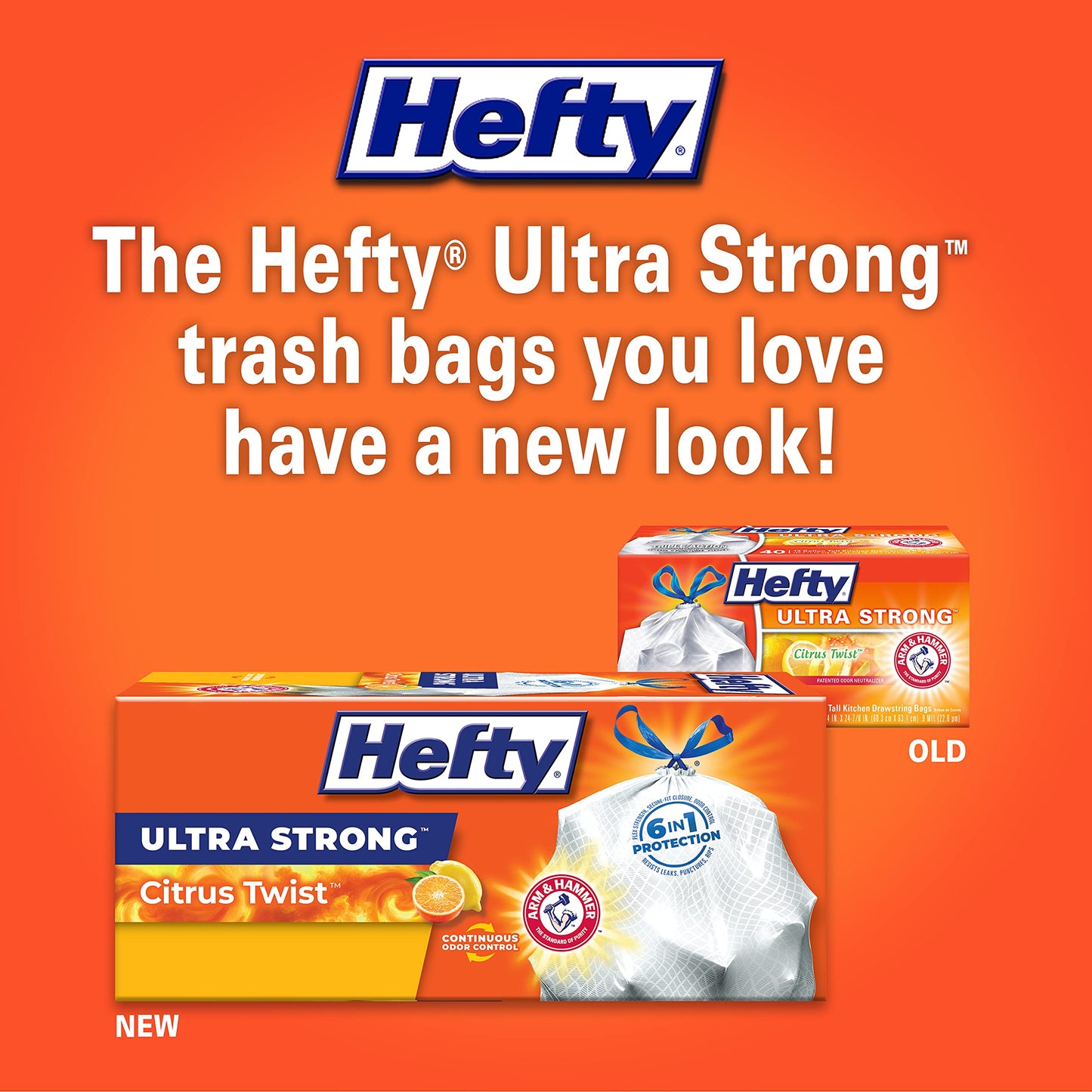 Hefty Ultra Strong Tall Kitchen Trash Bags, Citrus Twist Scent, 13 Gallon, 80 Count