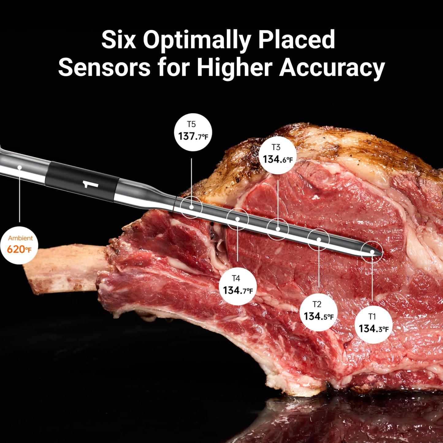 ThermoMaven Smart Bluetooth Wireless Meat Thermometer: Standalone Base, WiFi Unlimited Range, 6 Sensors with NIST Certified Accuracy, 2 Probes for Kitchen, BBQ, Grill, Oven, Smoker, Rotisserie