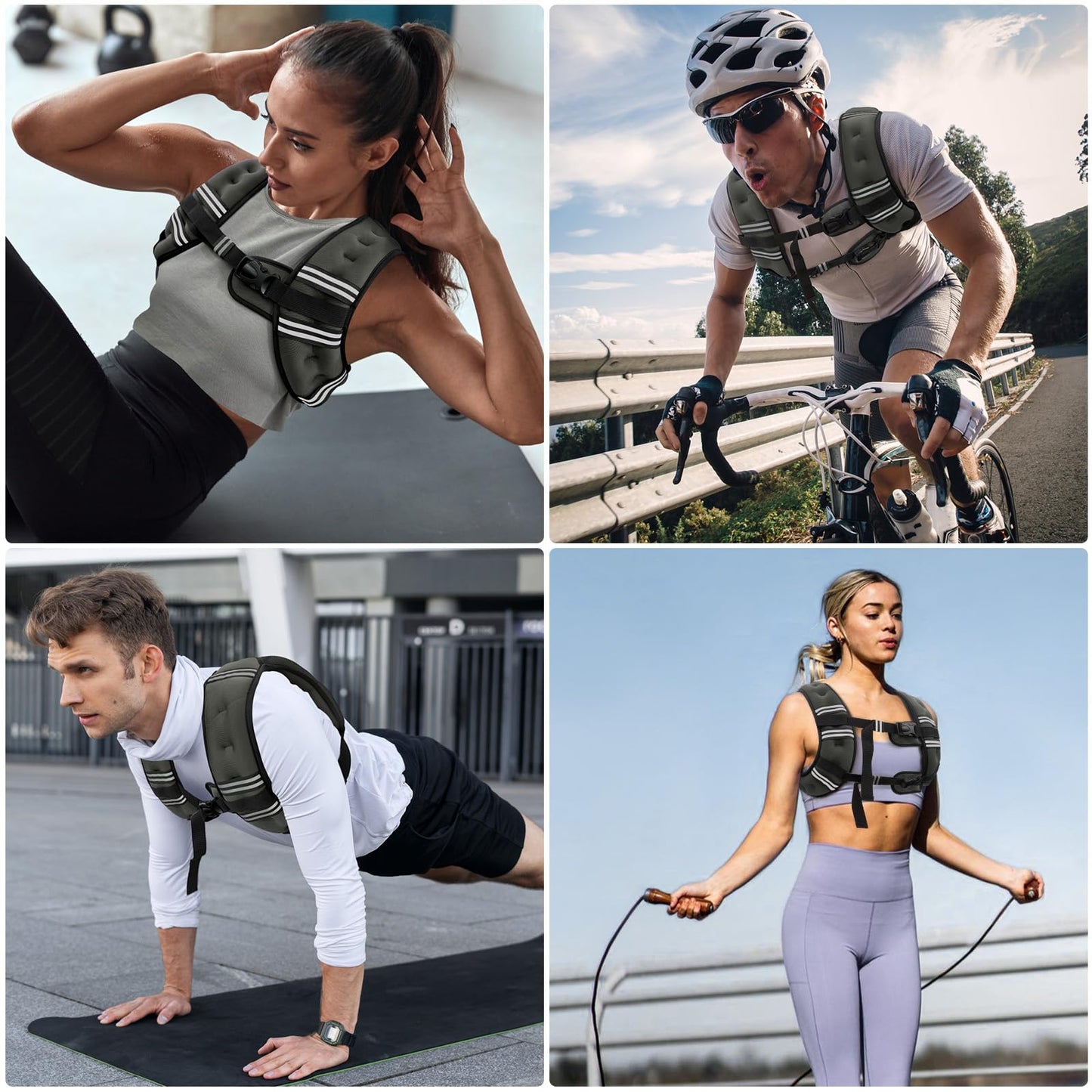 Weighted Vest for Women & Men with Reflective Stripe and Adjustable Buckle, Comfortable & Durable Rucking Vest for Walking, Running & Strength Training