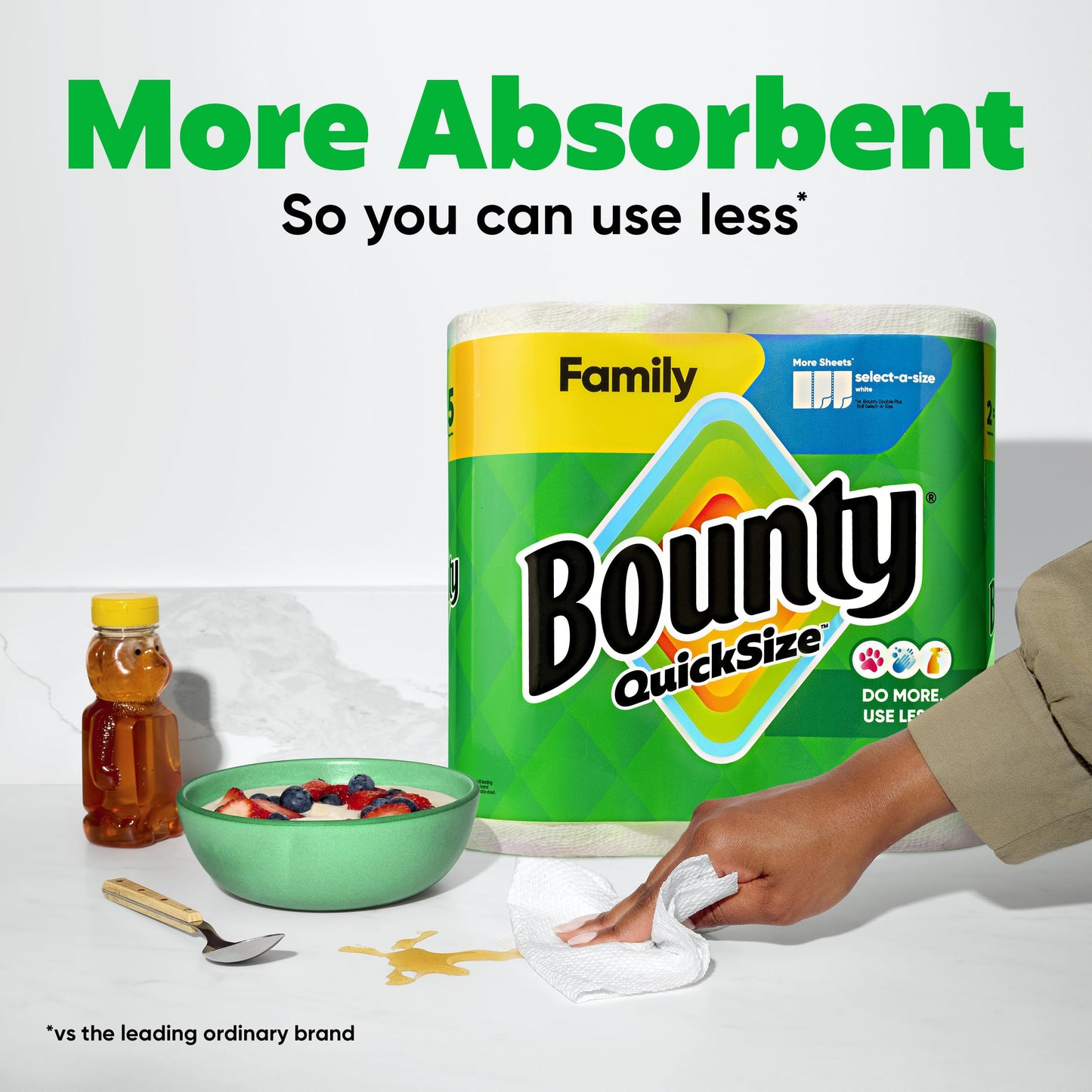 Bounty Quick-Size Paper Towels, White, 12 Family Triple = 40 Regular Rolls