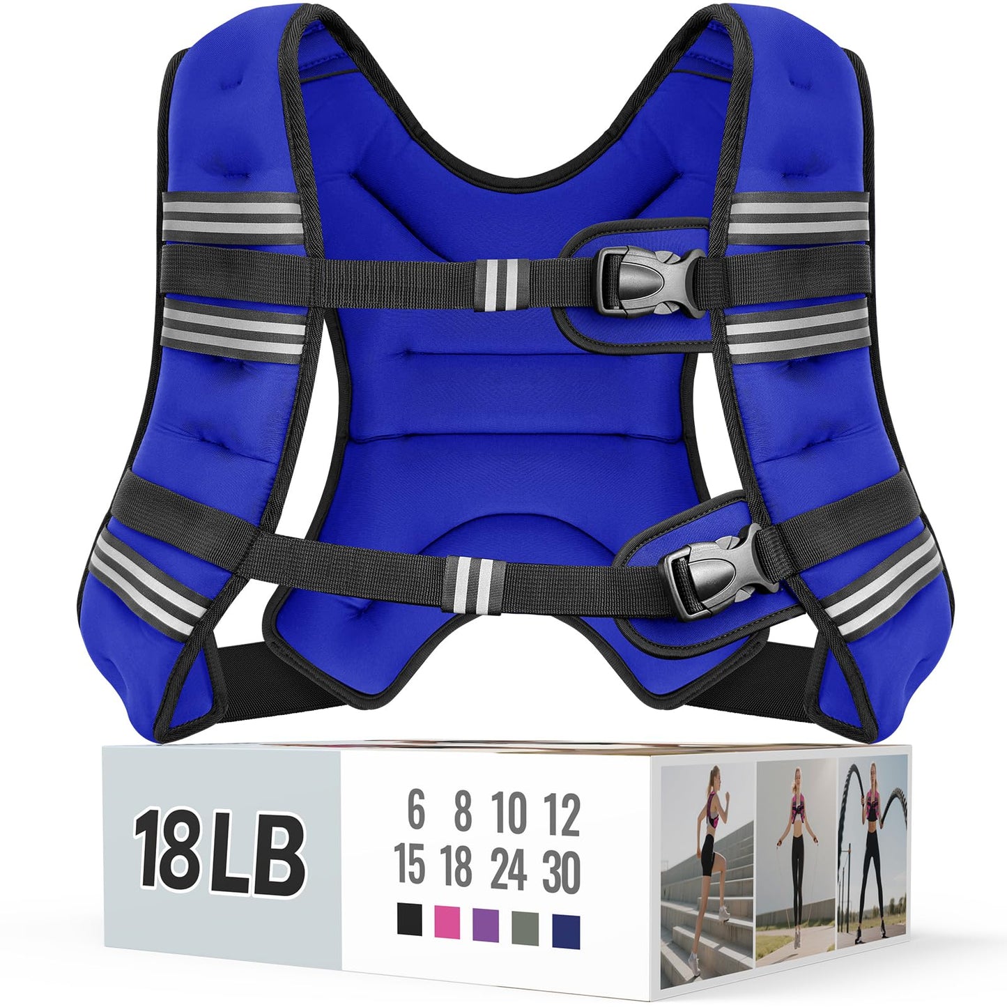 Weighted Vest for Women & Men with Reflective Stripe and Adjustable Buckle, Comfortable & Durable Rucking Vest for Walking, Running & Strength Training