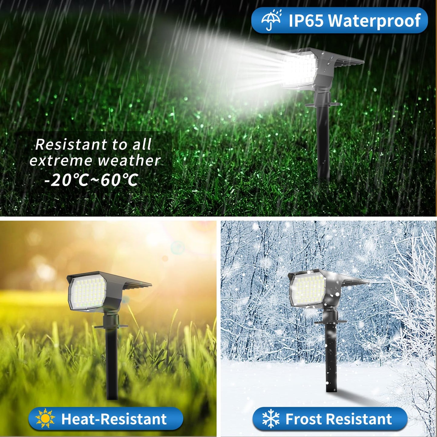 Solar Spot Lights Outdoor Waterproof IP65, 12 Pack Landscape Spotlights with 46 LEDs, 3 Modes Auto On/Off Solar Powered Flood Lights for Outside Pathway, Yard, Garden, Walkway (Warm White)