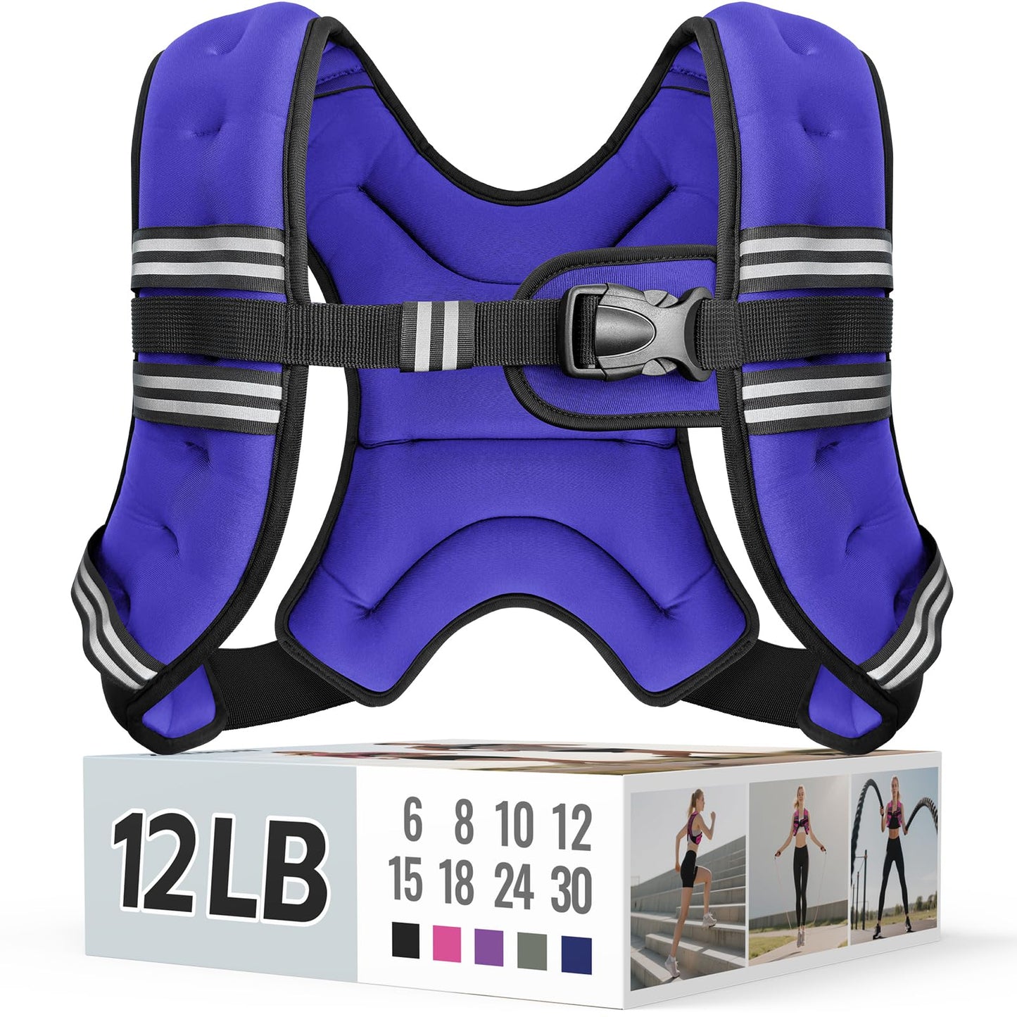 Weighted Vest for Women & Men with Reflective Stripe and Adjustable Buckle, Comfortable & Durable Rucking Vest for Walking, Running & Strength Training