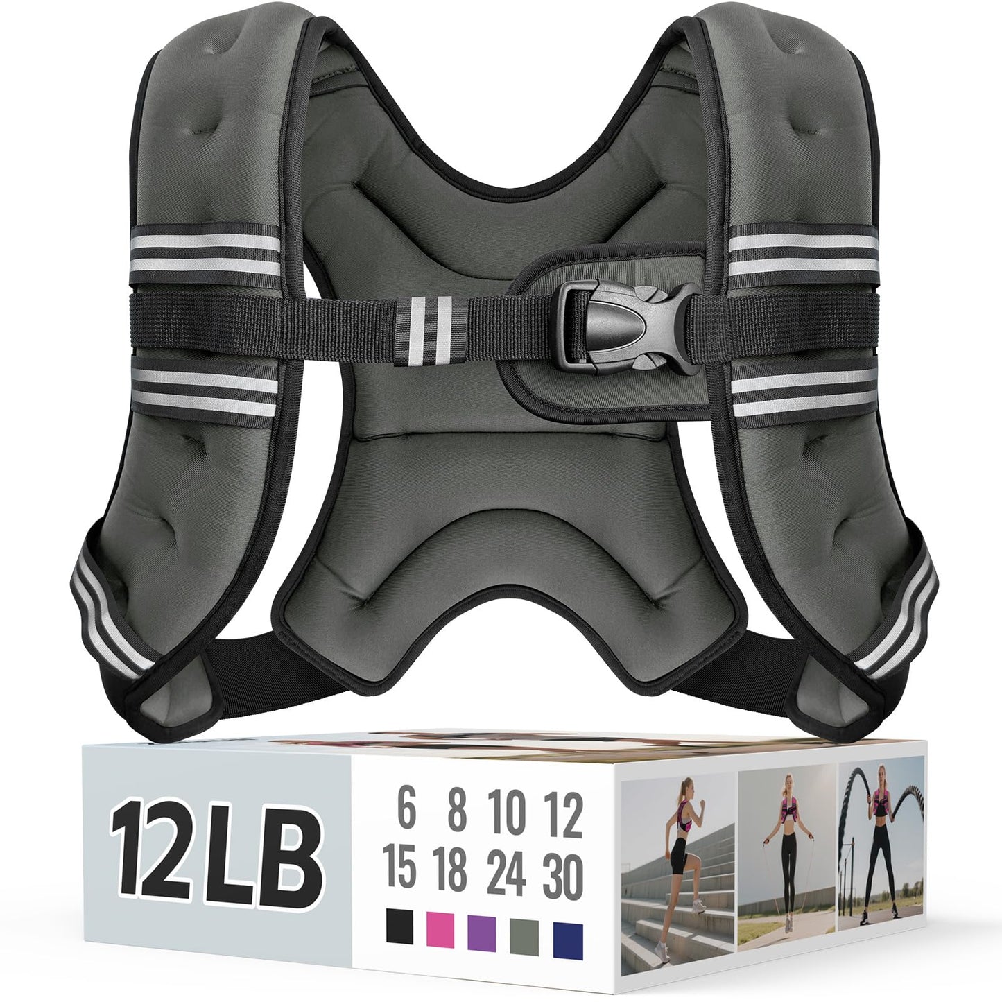 Weighted Vest for Women & Men with Reflective Stripe and Adjustable Buckle, Comfortable & Durable Rucking Vest for Walking, Running & Strength Training