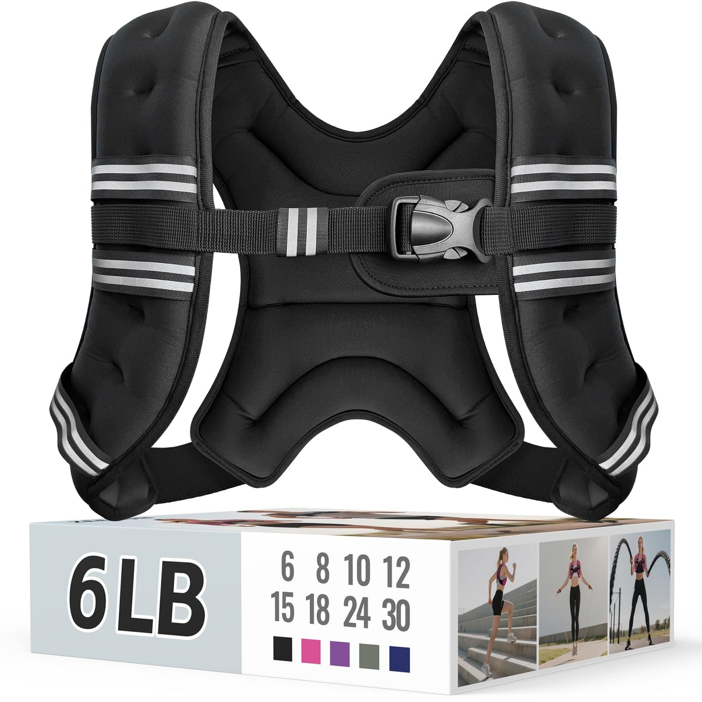 Weighted Vest for Women & Men with Reflective Stripe and Adjustable Buckle, Comfortable & Durable Rucking Vest for Walking, Running & Strength Training