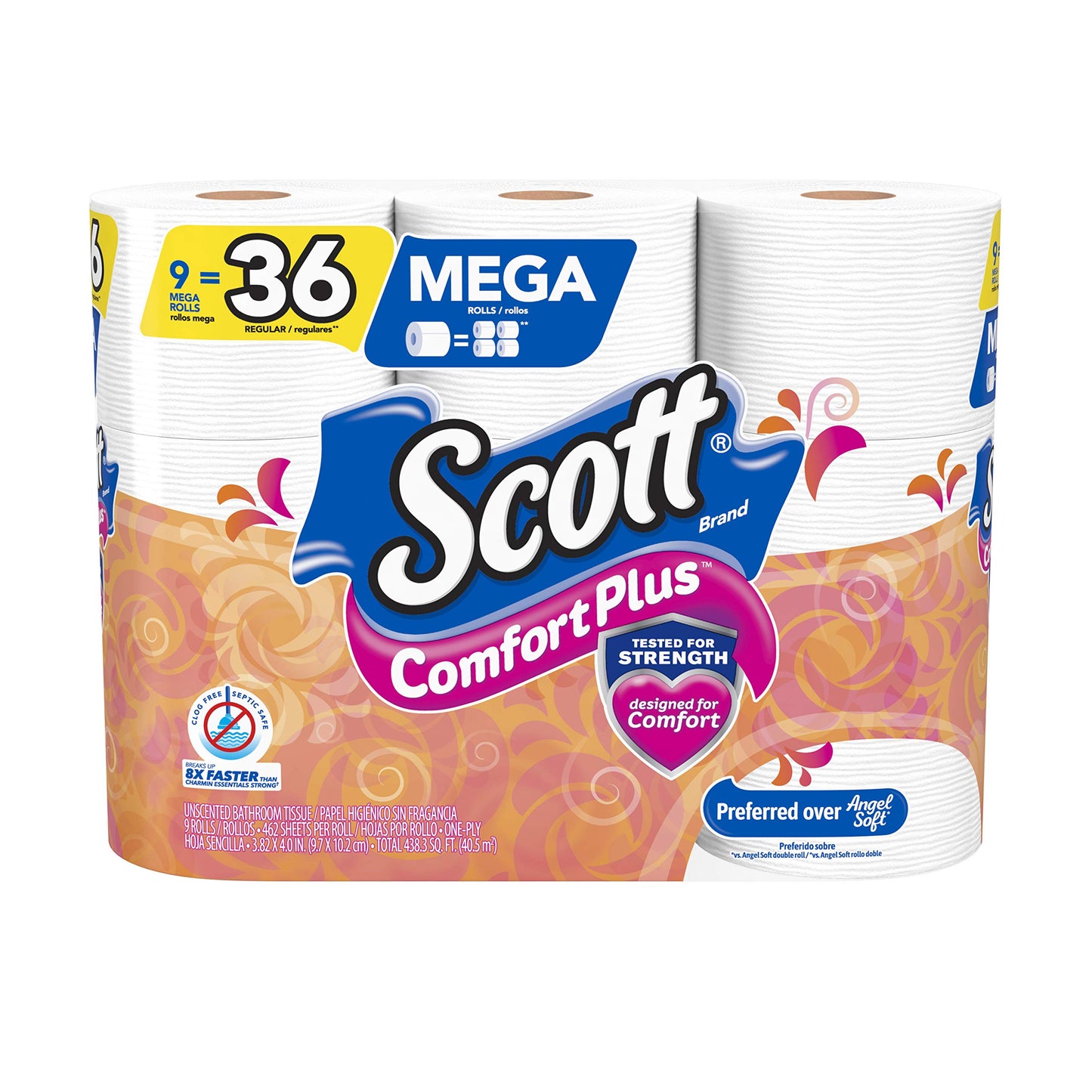 Scott ComfortPlus Toilet Paper, 48 Double Rolls, 231 Sheets per Roll, Septic-Safe, 1-Ply Toilet Tissue