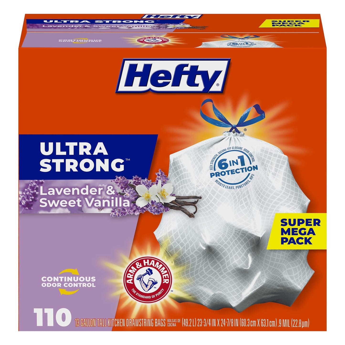 Hefty Ultra Strong Tall Kitchen Trash Bags, Citrus Twist Scent, 13 Gallon, 80 Count