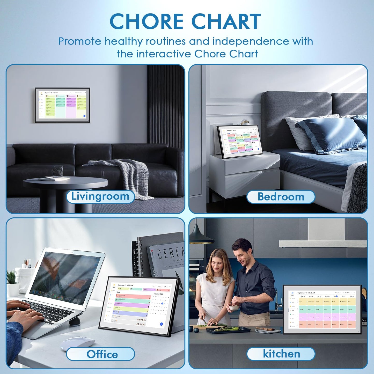 Calendar Digital 10.1 Inch, Digital Frame Combined Smart Touch Screen Electronic Wall Planner Family Organizer Chore for Family Schedules Gift for Mother Mom Women Grandpa
