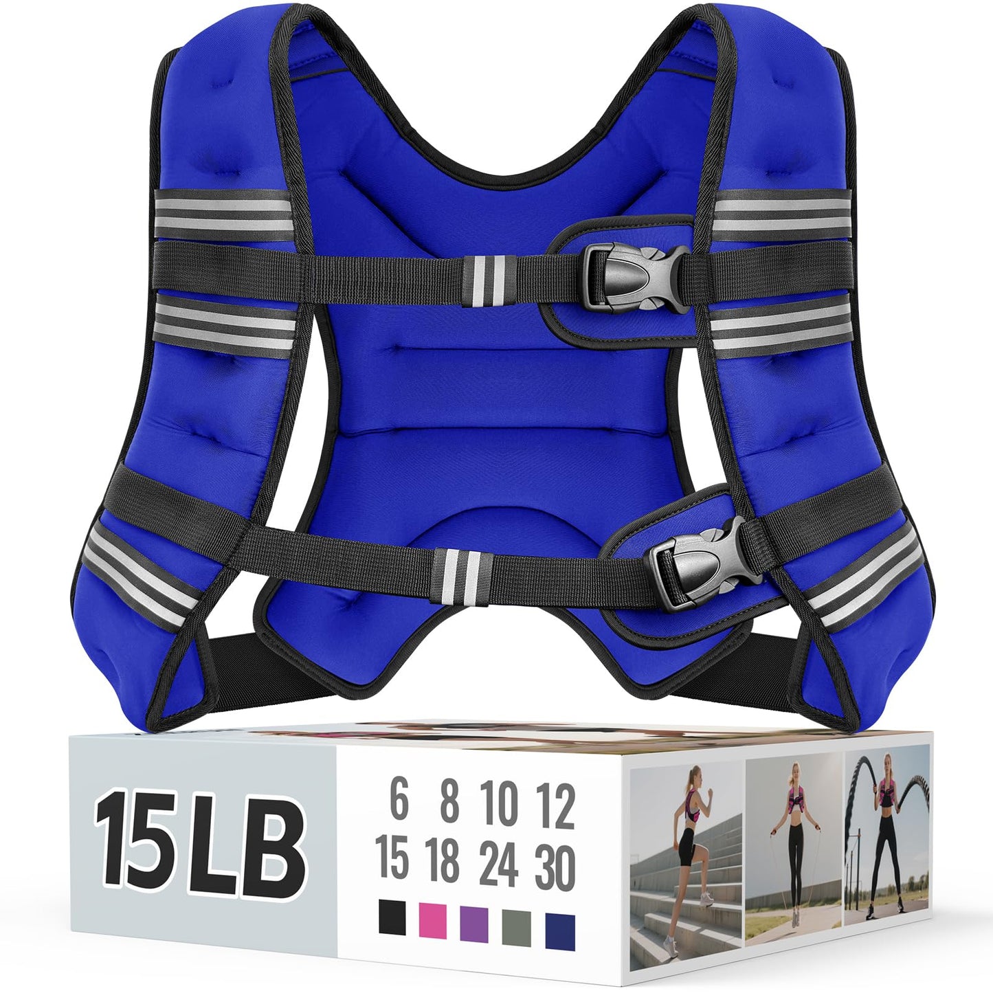 Weighted Vest for Women & Men with Reflective Stripe and Adjustable Buckle, Comfortable & Durable Rucking Vest for Walking, Running & Strength Training