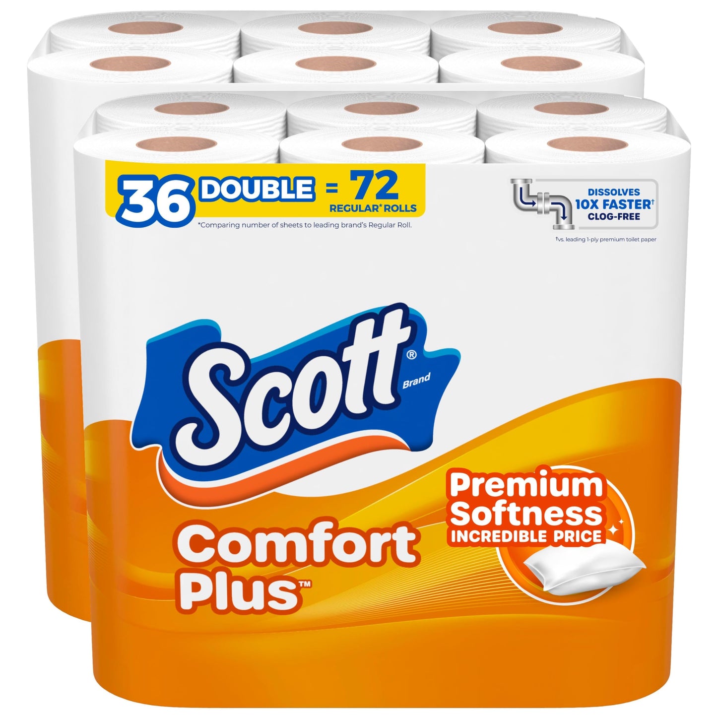 Scott ComfortPlus Toilet Paper, 48 Double Rolls, 231 Sheets per Roll, Septic-Safe, 1-Ply Toilet Tissue