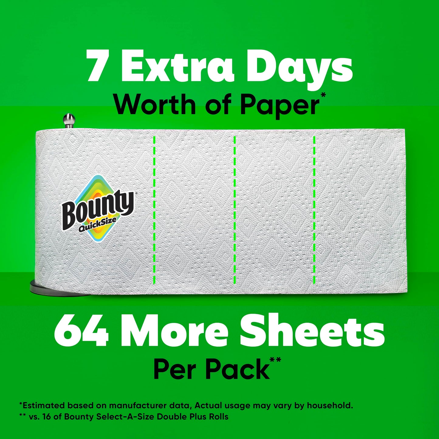 Bounty Quick-Size Paper Towels, White, 12 Family Triple = 40 Regular Rolls